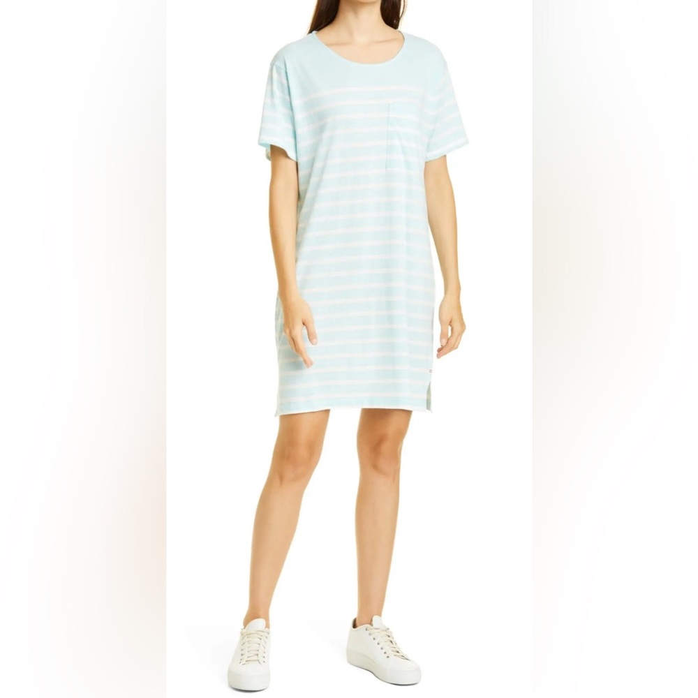 LA LIGNE New Edie Knit Dress In Pale Blue and Ivory Size XS New